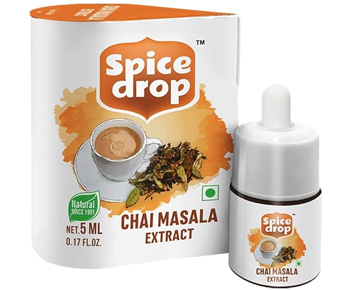 Spice Drop Chai Masala Extract - Tea, Coffee, Latte - Premium Quality & Rich Aroma, Authentic Indian Spices Blend Extract With No Added Color or Preservative, Unsweetened, Non GMO, Vegan, Gluten Free - 0.17 Oz - Upto 180 Cups (Pack Of 1)