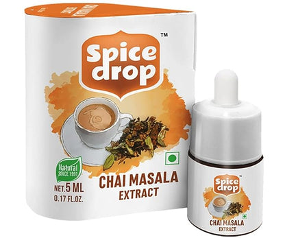Spice Drop Chai Masala Extract - Tea, Coffee, Latte - Premium Quality & Rich Aroma, Authentic Indian Spices Blend Extract With No Added Color or Preservative, Unsweetened, Non GMO, Vegan, Gluten Free - 0.17 Oz - Upto 180 Cups (Pack Of 1)