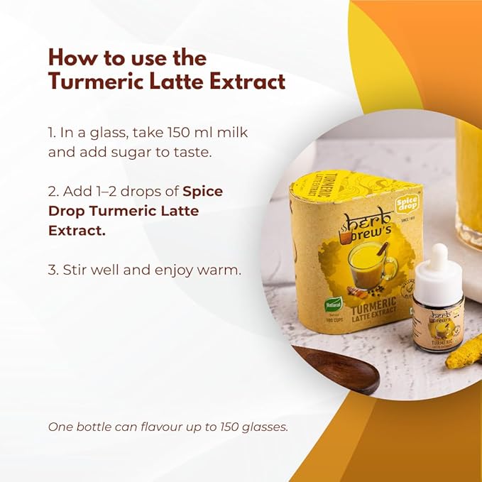 Spice Drop Turmeric Tea Latte Extract | Healthy Mix Immunity Drink | Made With Turmeric, Black Pepper, Nutmeg, Cardamom, Cinnamon, Ginger, Clove | No Added Colors, Preservatives | Pack Of 1 | 0.17 oz