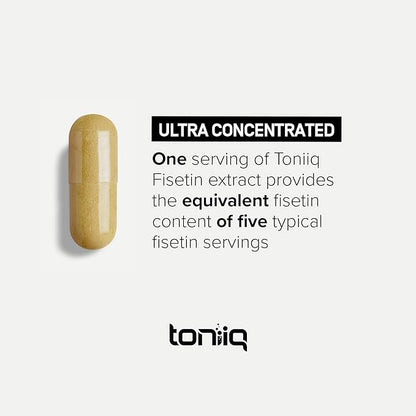 Toniiq Ultra High Purity Fisetin 500mg - 98%+ Higly Purified & Bioavailable Fisetin Supplement with MCT Oil for Absorption - Third-Party Tested Senolytic Supplements for Aging Support - 60 Capsules