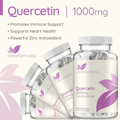Advanced Zinc Quercetin with Bromelain Formula - Triple Immune Support Quercetin Complex for Daily and Seasonal Immune System Wellness Support - Made in a cGMP American Facility (120 Servings)