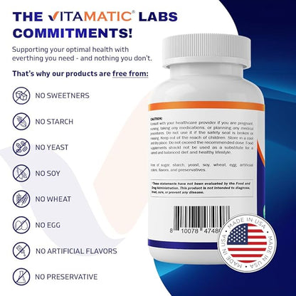 Vitamatic Glycine Supplement, 2000mg Per Serving, 300 Count, Non-GMO, Gluten Free