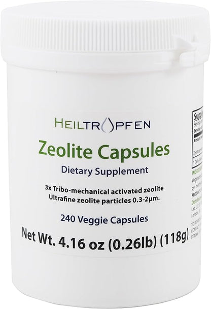 Zeolite 240 Capsules | Detox | Clinoptilolite | 3X Activated | Natural Mineral Dust Less-Than 2 µm | Heiltropfen®