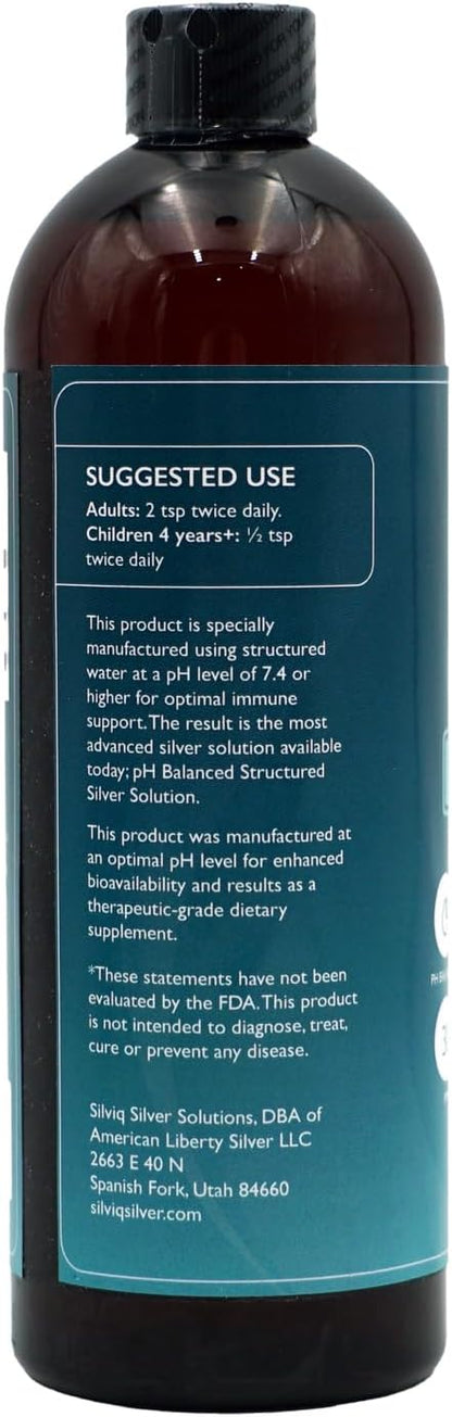 Structured Silver Water 30PPM - ph Balanced Alkaline Structure Silver Liquid Solution Mineral Supplement for Natural Immune Support - Enhanced Wellness & Gut Health - 16 Oz (437ml)