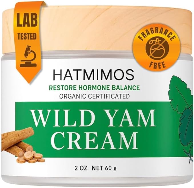 Wild Yam Cream, 2oz Wild Yam Root Organic Cream, Hormone Balance, Support Perimenopause & Menopause Relief, Progesterone, Wild Yam Cream for Women & Men Unscented for All Skin Type