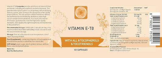Unique Formula with All 8 Tocopherols and Tocotrienols Vitamin E– Contains no PAH’s, Heavy Metals, Contaminants or Preservatives - Certified Sustainable - Hair, Scars and Skin (60)