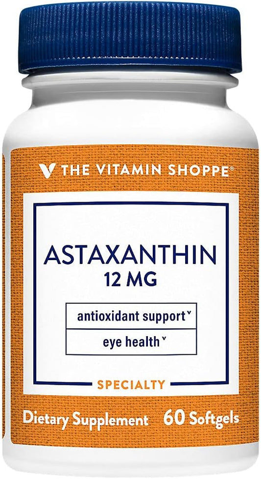 The Vitamin Shoppe Astaxanthin (Solasta) That Supports Brain & Heart Health and Skin for Healthy Aging (60 Softgels)