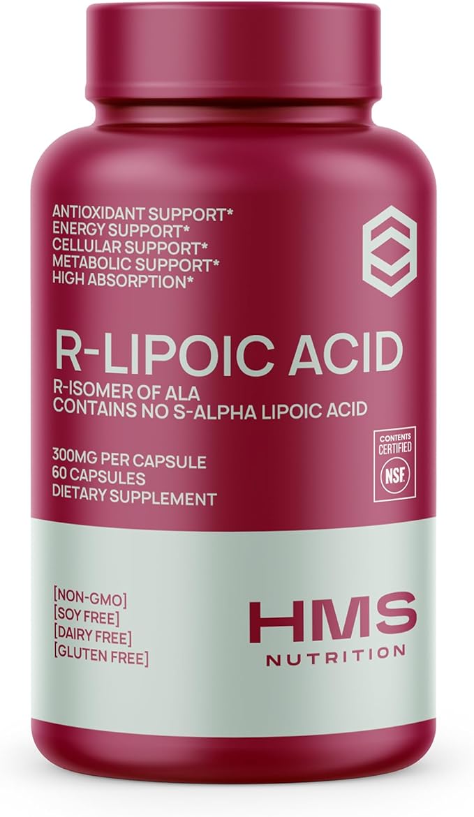 Stabilized R-Lipoic Acid 300mg Per Serving, R Alpha Lipoic Acid ALA Supplement Antioxidant for Nerve, Energy & Metabolism Support, NSF Certified Supplements, Non-GMO & Vegan,60 Capsules,2 Month Supply