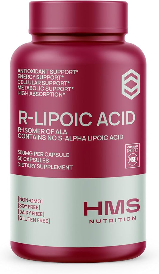 Stabilized R-Lipoic Acid 300mg Per Serving, R Alpha Lipoic Acid ALA Supplement Antioxidant for Nerve, Energy & Metabolism Support, NSF Certified Supplements, Non-GMO & Vegan,60 Capsules,2 Month Supply