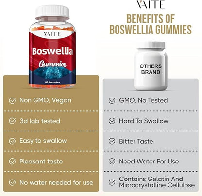 VAITE Boswellia Serrata Extract Gummies 1200mg – Joint Support Supplement with Indian Frankincense, Boswellic Acid, and Botanical Resin Extract, Vegetarian for Women and Men, Non-GMO, Gluten-Free