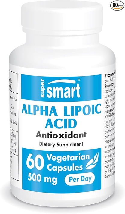 Supersmart - Alpha Lipoic Acid 500mg per Day - High Potency Universal Antioxidant - ALA Supplement | Non-GMO & Gluten Free - 60 Vegetarian Capsules