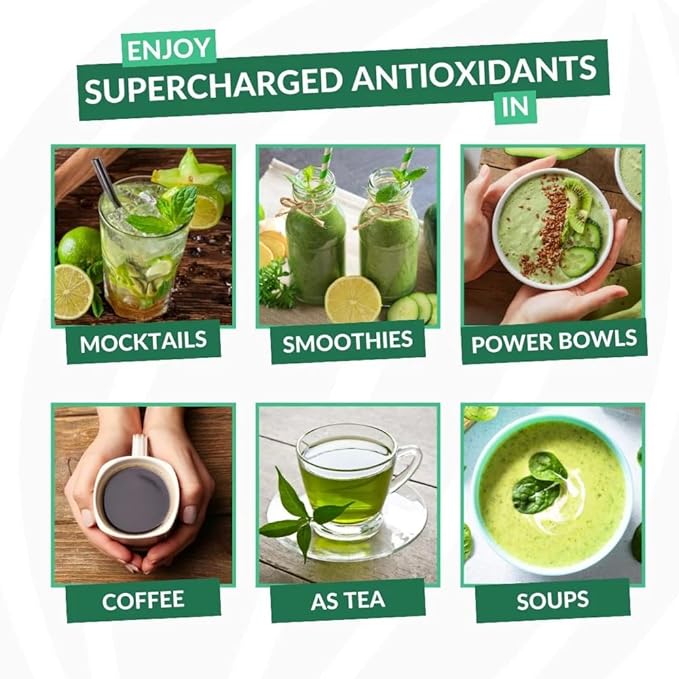 Amla Powder & Decaf Green Tea Superfood Supplement, 20x Ultra Concentrated Amla, Oolong Tea and Indian Gooseberries, Organic, Vegan, 90 Servings