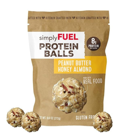 simplyFUEL Whole Food Protein Balls - Peanut Butter Honey Almond Snacks - 8g Protein Snack - Gluten Free Energy Balls