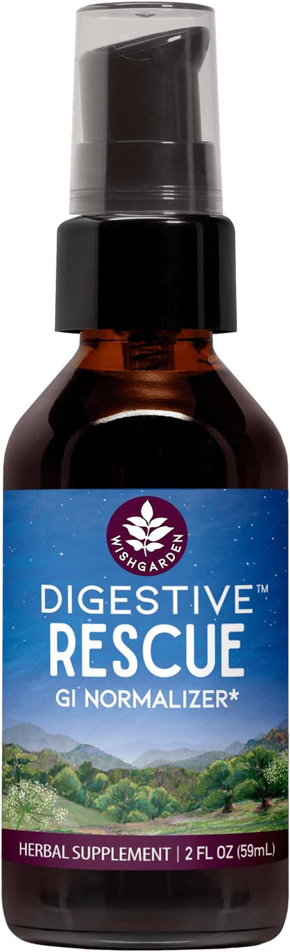 WishGarden Herbs Digestive Rescue GI Normalizer - All-Natural Herbal & Organic Digestive Relief Tincture with Peppermint Leaf, Ginger Root and Fennel Seed, Quickly Soothes Digestive Discomforts, 2oz