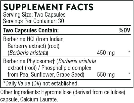 THORNE - Berberine - Dual Action Formula with Phytosome Plus Botanical Extract - Support Heart Health, Immune System, Healthy GI, Cholesterol* - Gluten-Free, Dairy-Free - 60 Capsules - 30 Servings