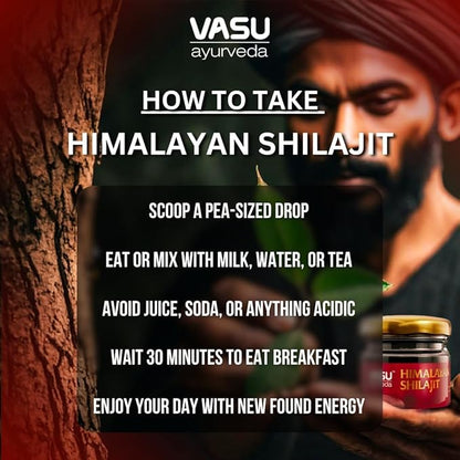 VASU Ayurveda Himalayan Shilajit Resin 400mg – Lab Tested Natural Energy Booster with Fulvic Acid & 85+ Trace Minerals – Pure Shilajit for Men & Women – 50 Days Supply for Strength & Stamina (1-Pack)