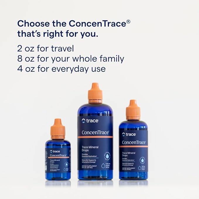 Trace Minerals ConcenTrace Trace Mineral Drops - Liquid Supplement for Bone & Joint Support - Aids Hydration & Electrolyte Restoration - Unflavored-Original, 8 fl oz (96 Servings)