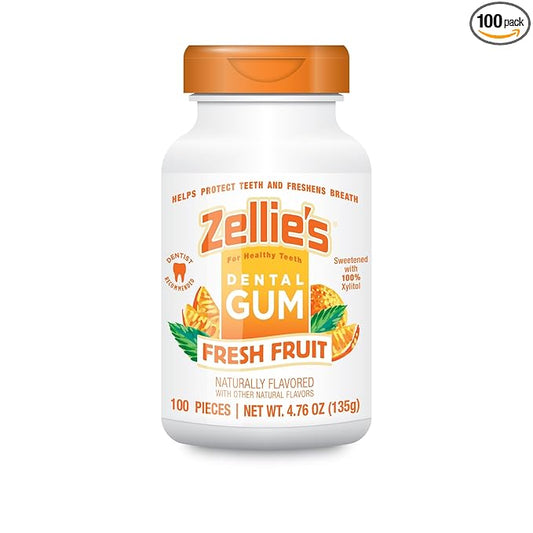 Zellie's | 100% Xylitol Fresh Fruit Chewing Gum | No Aspartame, Gluten Free, Vegan & Kosher (100 Count - Pack of 1)