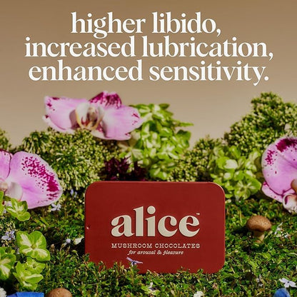 Alice Mushrooms Happy Ending 4-Pack | Sensual Mushroom Chocolates | Improves Mood, Performance, Vitality, Energy and Engagement | Cordyceps, Ashwaganda, Cayenne, Cinnamon