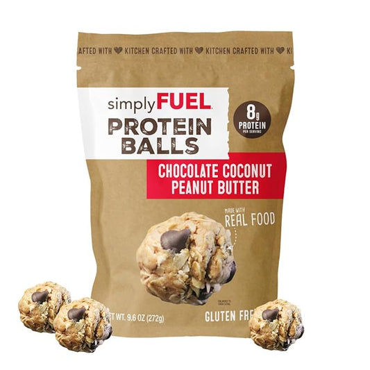 simplyFUEL Whole Food Protein Balls - Chocolate Coconut Peanut Butter Snacks - 8g Protein Snack - Gluten Free Energy Balls