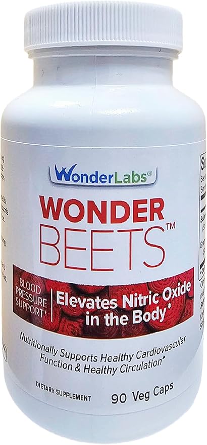 Wonder Beet Beet Root Capsules 1100mg, Standardized to 2% Nitrates, Helps Support Nitric Oxide Production, Blood Pressure, Heart Health, Contains Non-GMO Beetroot Powder and Grape Seed Extract (90)