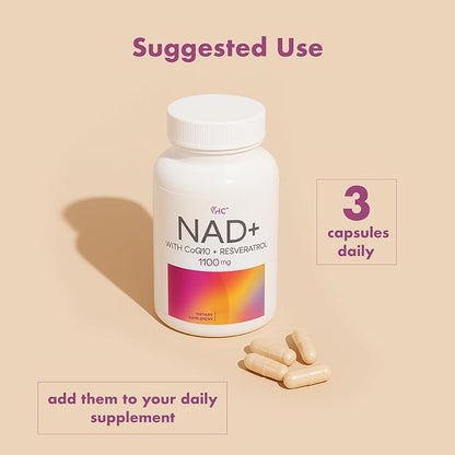 VHC NAD+ Supplement, NMN Alternative Liposomes with CoQ10, Trans-Resveratrol for Women & Men,Support Energy, Anti-Aging,Focus,90 Capsules