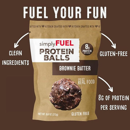 simplyFUEL Whole Food Protein Balls - Brownie Batter Snacks - 8g Protein Snack - Gluten Free Energy Balls