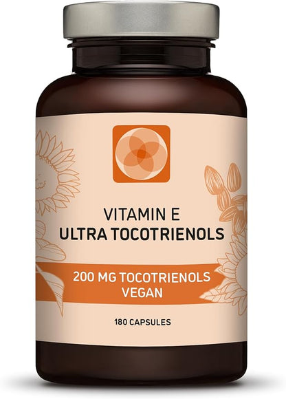 Ultra Tocotrienol 200mg Vitamin E Vegan – All 4 tocotrienols - Alpha Tocotrienol + Beta Tocotrienol + Gamma Tocotrienol + Delta Tocotrienol – No Tocopherols (180)