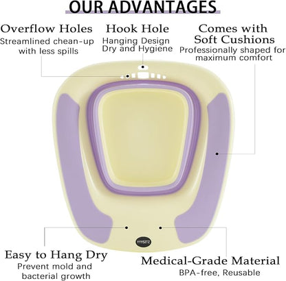 Sitz Bath, Sitz Bath for Postpartum Care, Sitz Bath for Hemorrhoids, Sitz Bath for Toilet Seat, Sits Bath Tub for Women Men Adults, Sitz Bath Soak Salts Basin, Hip Bath Bowl, Collapsible, Purple