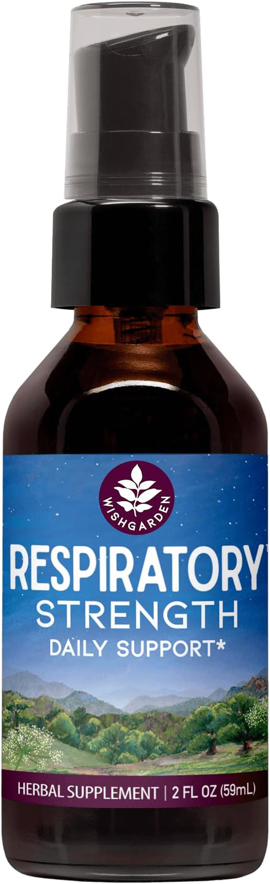 WishGarden Herbs Respiratory Strength Daily Support - Plant-Based Herbal Lung Support Supplement with Organic Mullein & Elecampane, Supports Long-Term Lung Resilience and Better Lung Efficiency, 2oz