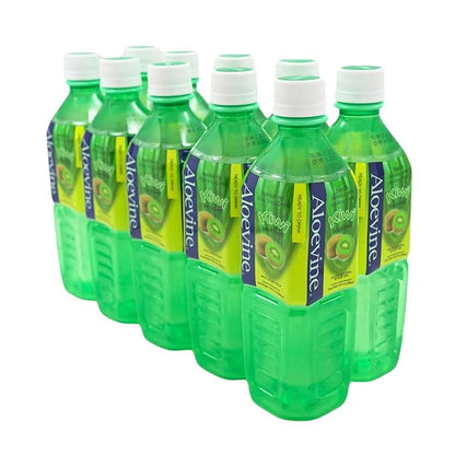 Aloevine Aloe Vera Drink Kiwi healthy juice pure with chunks of aloe l 16.9 oz. 10 pack l plant based Vegetable Korean drinks