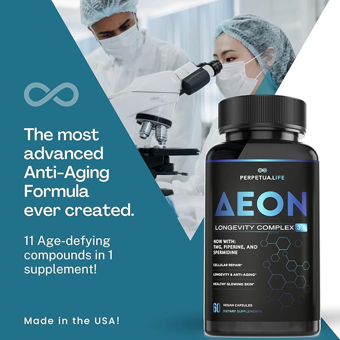 AEON Liposomal NAD+ Longevity Complex, with NAD+, NR, Resveratrol, Quercetin, Fisetin, L Theanine, TMG, EGCG, Spermidine, Astragalus, Anti-Aging Supplement, Vegan, 60 Capsules