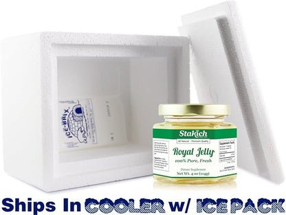 Stakich Fresh Royal Jelly - Pure, All Natural - No Additives/Flavors/Preservatives Added - 4 Ounce (114 Gram)