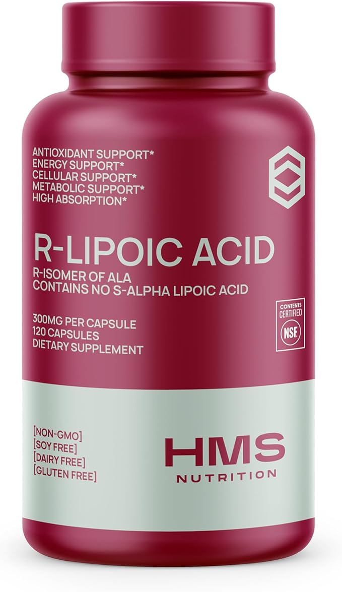 Stabilized R-Lipoic Acid 300mg Per Serving, R Alpha Lipoic Acid ALA Supplement Antioxidant for Nerve, Energy & Metabolism Support, NSF Certified Supplements,Non-GMO & Vegan,120 Capsules,4 Month Supply