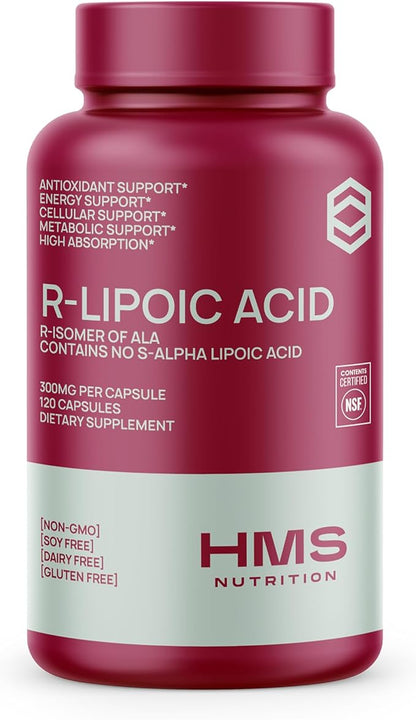 Stabilized R-Lipoic Acid 300mg Per Serving, R Alpha Lipoic Acid ALA Supplement Antioxidant for Nerve, Energy & Metabolism Support, NSF Certified Supplements,Non-GMO & Vegan,120 Capsules,4 Month Supply
