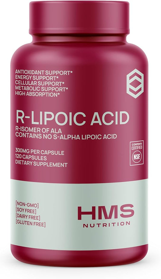 Stabilized R-Lipoic Acid 300mg Per Serving, R Alpha Lipoic Acid ALA Supplement Antioxidant for Nerve, Energy & Metabolism Support, NSF Certified Supplements,Non-GMO & Vegan,120 Capsules,4 Month Supply