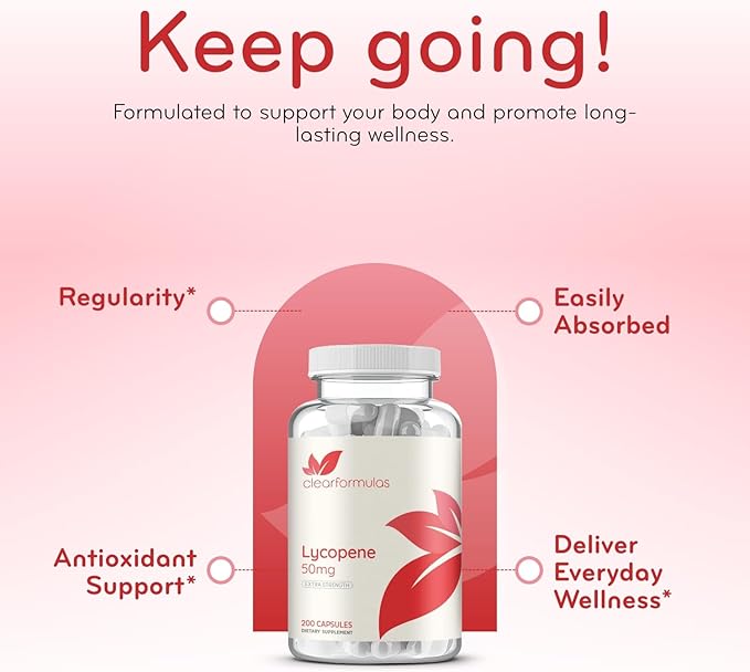Tomato Based Lycopene Supplement - Extra Strength Lycopene 50mg Non-GMO Super Potent Antioxidant and Carotenoid Heart and Prostate Health Supplement for Men - Made in a cGMP US Lab (200 Servings)