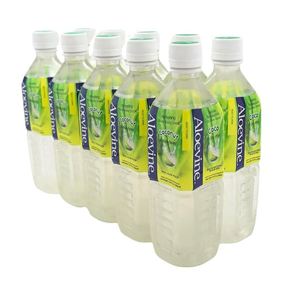 Aloevine Aloe Vera Drink Coconut healthy juice pure with chunks of aloe l 16.9 oz. 10 pack l plant based Vegetable Korean drinks