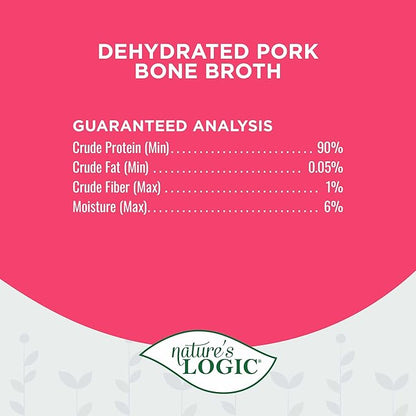 Nature's Logic Dehydrated Bone Broth Powder - 100% Natural Dog & Cat Topper - Rich in Glucosamine & Chondroitin - Boosts Immune System - Gluten-Free, No Synthetic Ingredients – Pork, 6oz