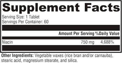 XYMOGEN NiaVasc 750 - Sustained-Release Niacin for a Lesser Flushing Effect - Supports The Maintenance of Healthy Blood Lipids (60 Time-Release Tablets)
