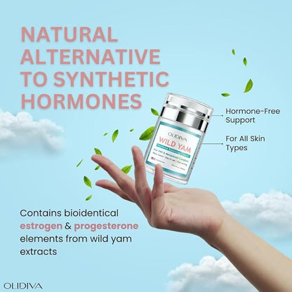 Wild Yam Cream, Hormone Balance for Women | Natural Estrogen & Progesterone Free Hormone Support | For PMS & Menopausal Comfort | Day & Night Cream for Hot Flashes & Night Sweats, (3.4 oz)