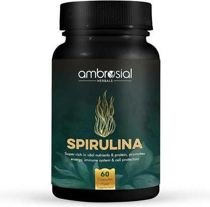 AMBROSIAL Spirulina Capsules 500 mg (Pack of 1-60 Capsules)