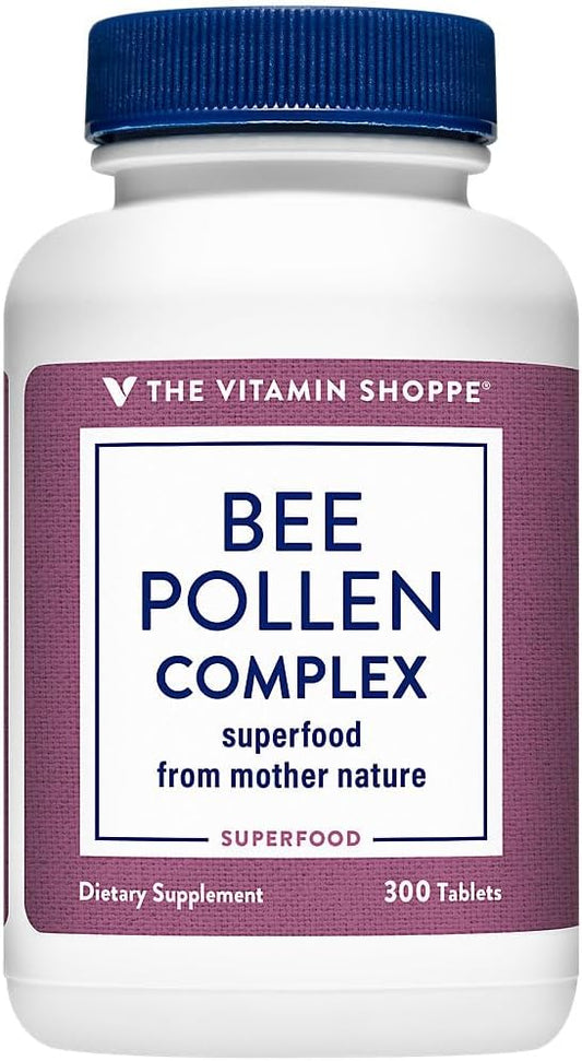 The Vitamin Shoppe Bee Pollen Complex 1,000MG, Superfood with Bee Propolis and Royal Jelly, Seasonal Immune System Support (300 Tablets)