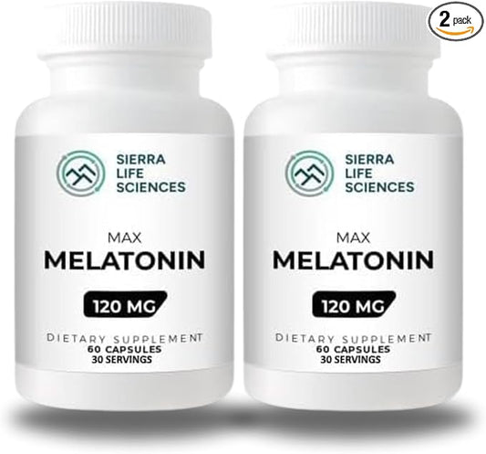 120 mg High Dosage Melatonin Max in Easy-to-Swallow Capsules - 30 Servings (Pack of 2)