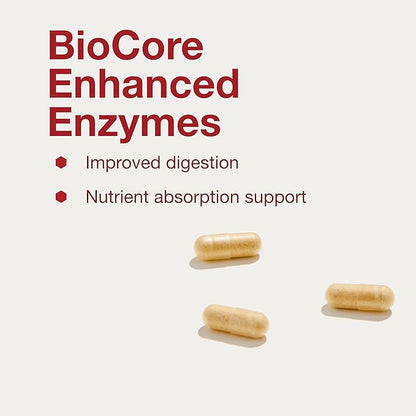 Protocol BioCore Enhanced Enzymes - Helps Digest Beans & Cruciferous Vegetables* - Digestion Supplement* - Amylase & Lipase - Kosher & Vegan - 90 Veg Capsules