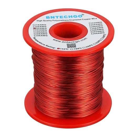 BNTECHGO 22 AWG Magnet Wire - Enameled Copper Wire - Enameled Magnet Winding Wire - 1.0 lb - 0.0256" Diameter 1 Spool Coil Red Temperature Rating 155℃ Widely Used for Transformers Inductors