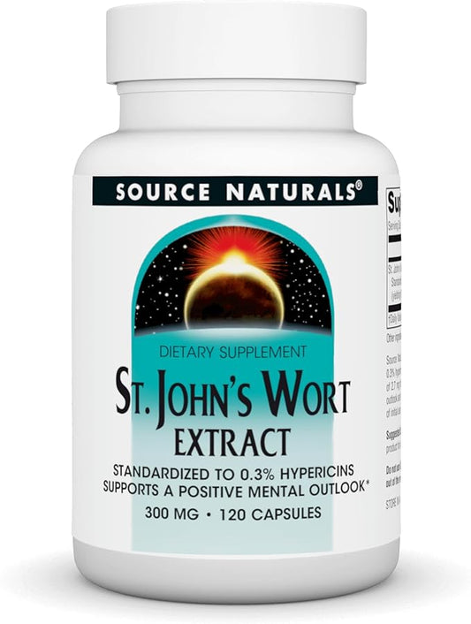 Source Naturals St John's Wort Extract 300 mg Supports A Positive Mental Outlook - 120 Capsules
