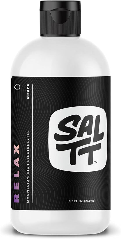 SALTT Relax Magnesium Drops - Ionic Magnesium Chloride w/Sodium, Potassium, Electrolytes - Trace Minerals Drops - Gluten Free, Sugar Free, Keto Friendly - from Utah's Great Salt Lake - 8.3 Fl Oz