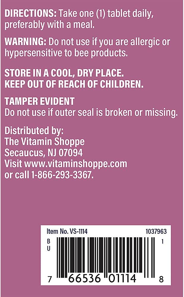 The Vitamin Shoppe Bee Pollen Complex 1,000MG, Superfood with Bee Propolis and Royal Jelly, Seasonal Immune System Support (300 Tablets)