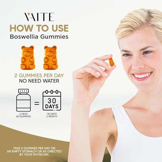 VAITE Boswellia Serrata Extract Gummies 1200mg – Joint Support Supplement with Indian Frankincense, Boswellic Acid, and Botanical Resin Extract, Vegetarian for Women and Men, Non-GMO, Gluten-Free